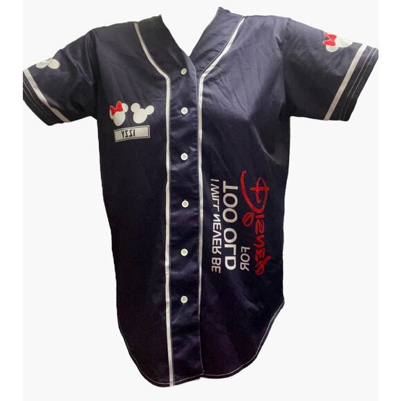 Disney Baseball Jersey Navy Blue XL "I Will Never Be Too Old for Disney" Unisex - Picture 1 of 6